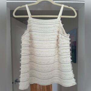 Anthropologie Maeve Cream Fringe Tank Top